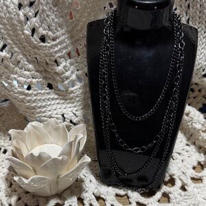 Multi-Strand Black Fashion Necklace - Women Jewelry
